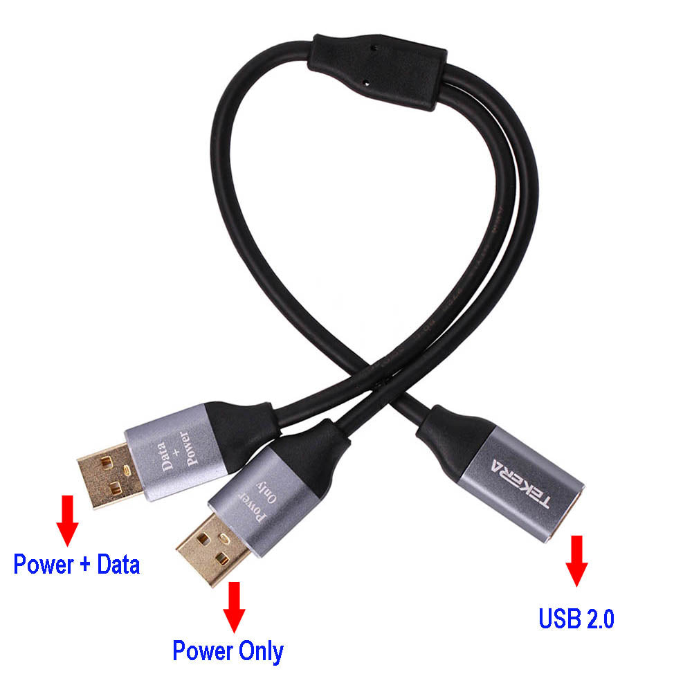 USB 2.0 Female to 2 Dual USB Male Power Adapter Y Splitter Cable