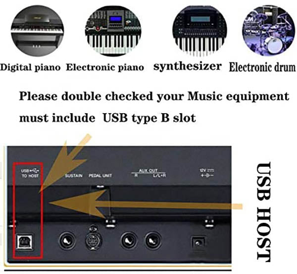 USB C to USB B Midi Cable Type C to USB Midi Interface Cord for Printer Phone
