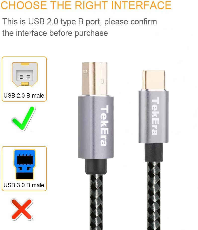 USB C to USB B Midi Cable Type C to USB Midi Interface Cord for Printer Phone