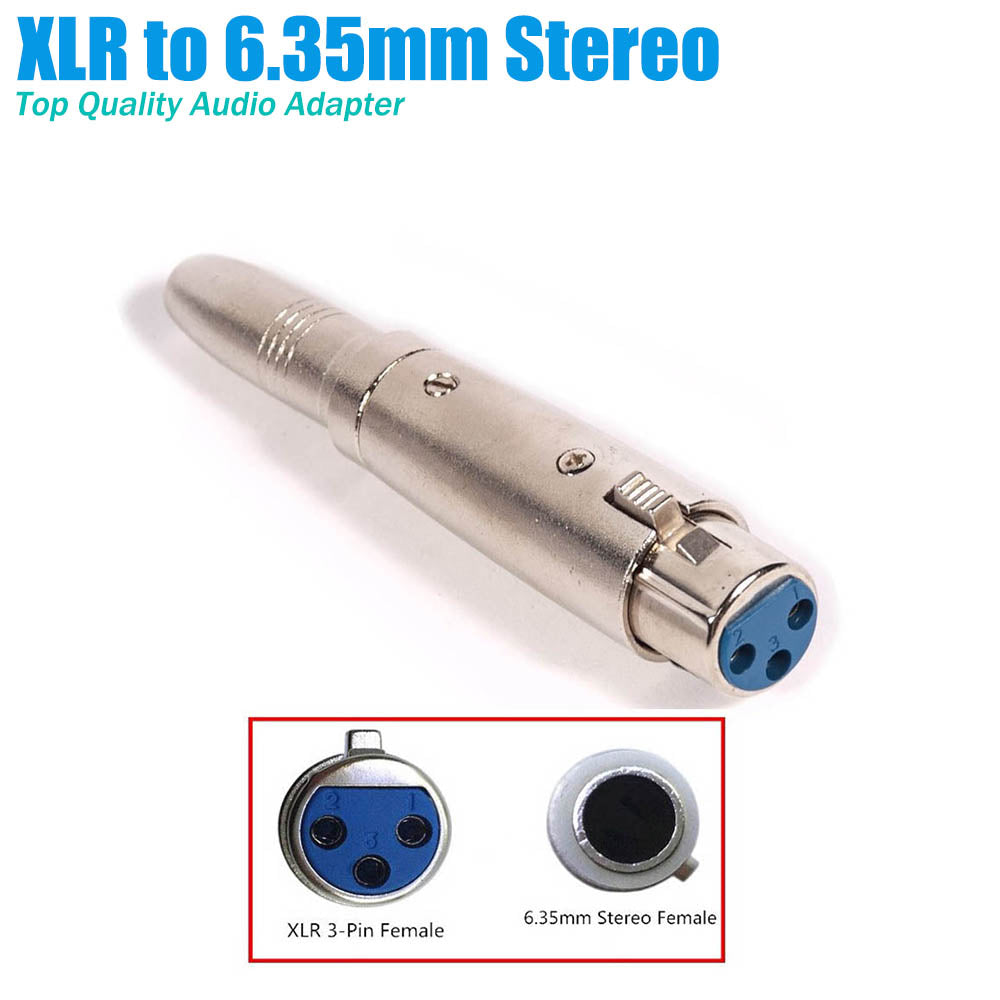 XLR FEMALE to STEREO TRS 6.35mm 1/4" FEMALE - Audio Adapter