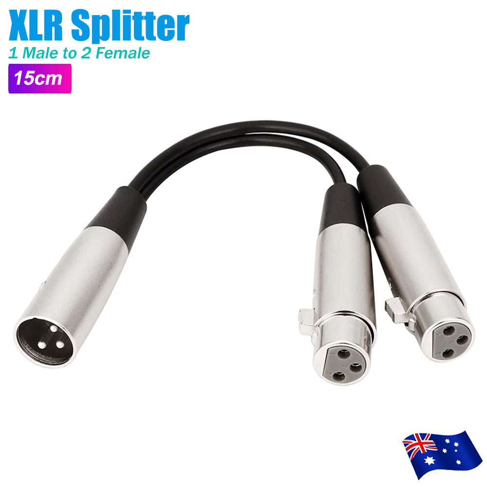 XLR Splitter Cable Y Adapter One 1 x Male to Two 2 x Female Lead