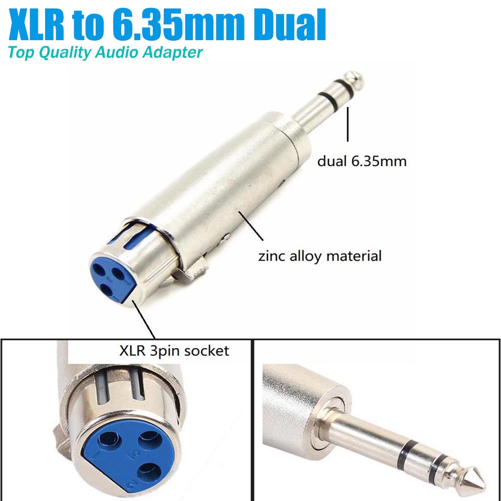 XLR FEMALE to STEREO TRS 6.35mm 1/4" MALE - Audio Adapter