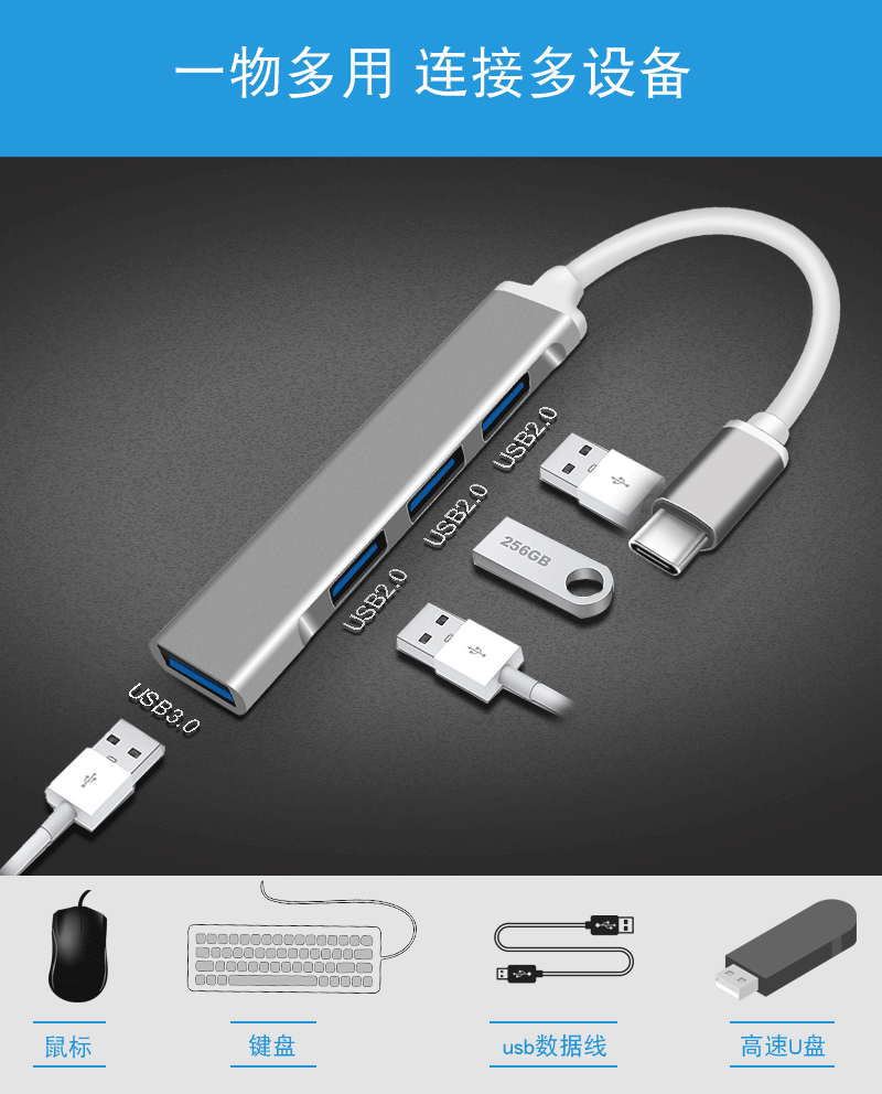 USB3.1 type c usb 3.0 USB2.0 Hub adapter Expansion Splitter PC macbook pro