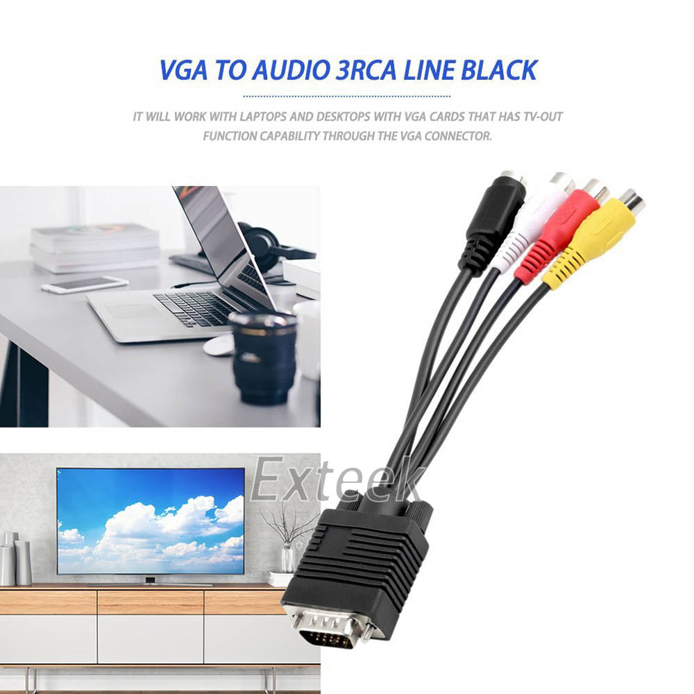 VGA SVGA to S-Video AV 3RCA TV Out Adapter Converter Cable for Laptop PC