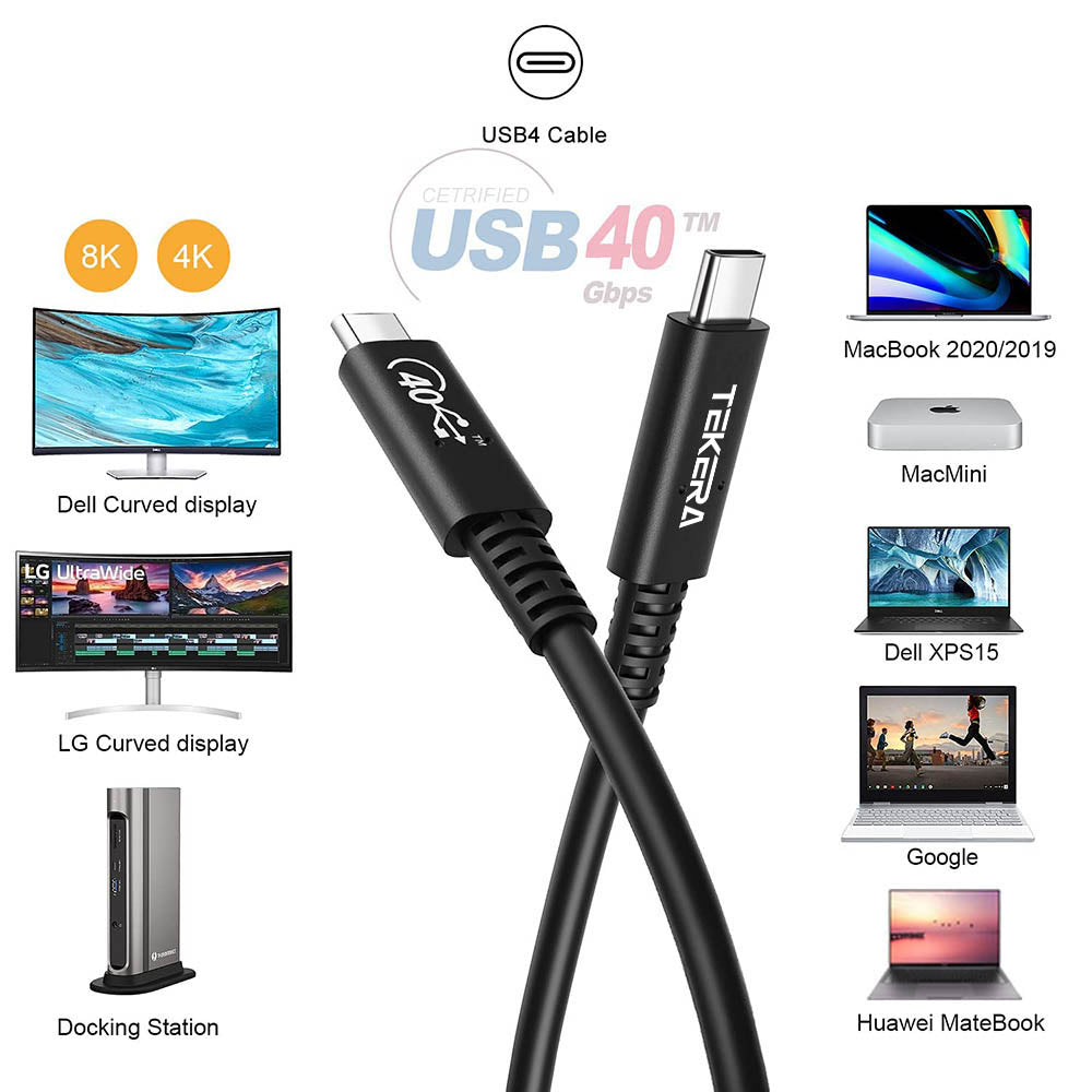 USB4 Thunderbolt 3 Type-C Male to Male Cable 40Gbps 8K Video 100W