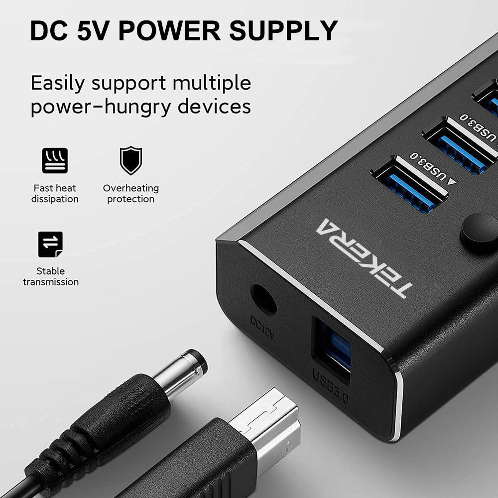 USB 3.1 USB-C Type-C HUB to 7 USB 3.0 Port Thunderbolt 3 Powered AC Adapter
