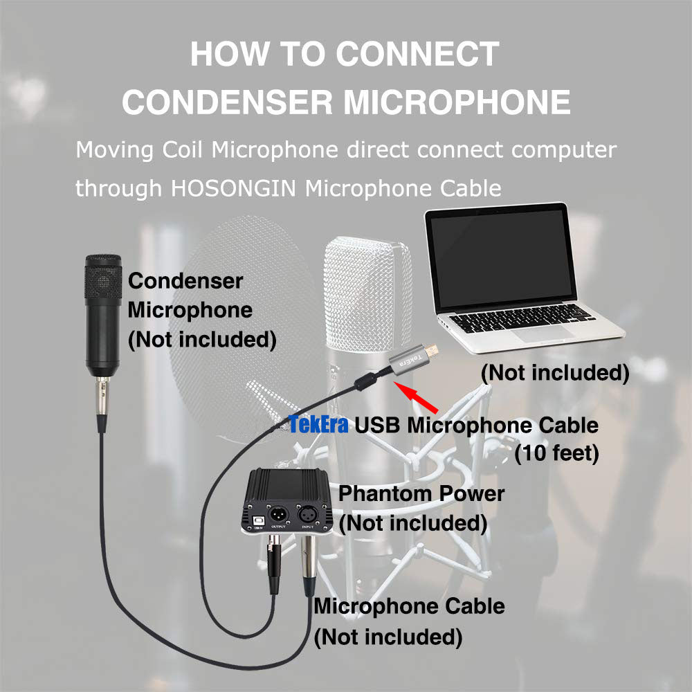 USB Male to XLR Female Microphone USB MIC Link Cable Cord Adapter Converter