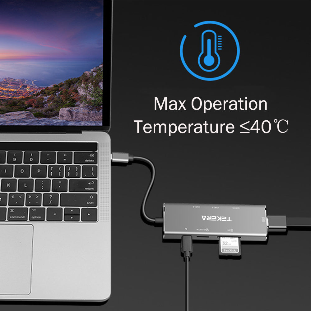 USB Type-C 7-in-1 Hub with 4K@30Hz HDMI USB3.0 TF/SD Card Reader PD3.0 Fast Charging for PC Monitor and Smart Phone