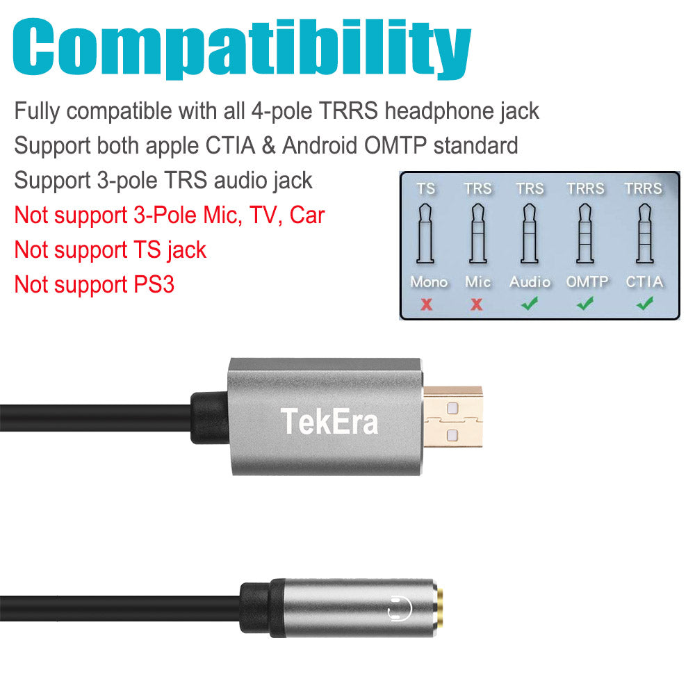 USB 2.0 to 3.5mm Jack Stereo Headset 3D Audio Adapter Sound Card