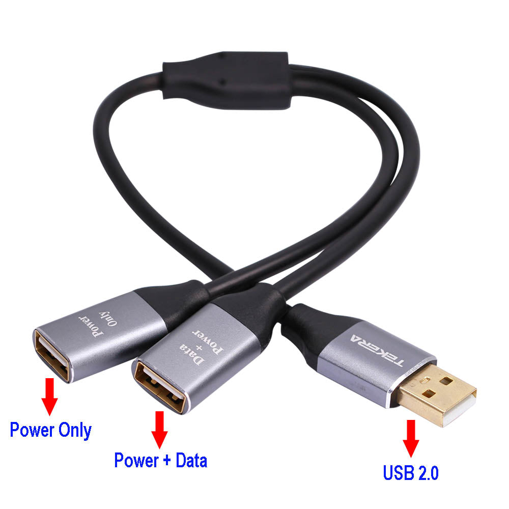 USB 2.0 Male to Dual USB Female Hub Power Adapter Y Splitter Cable