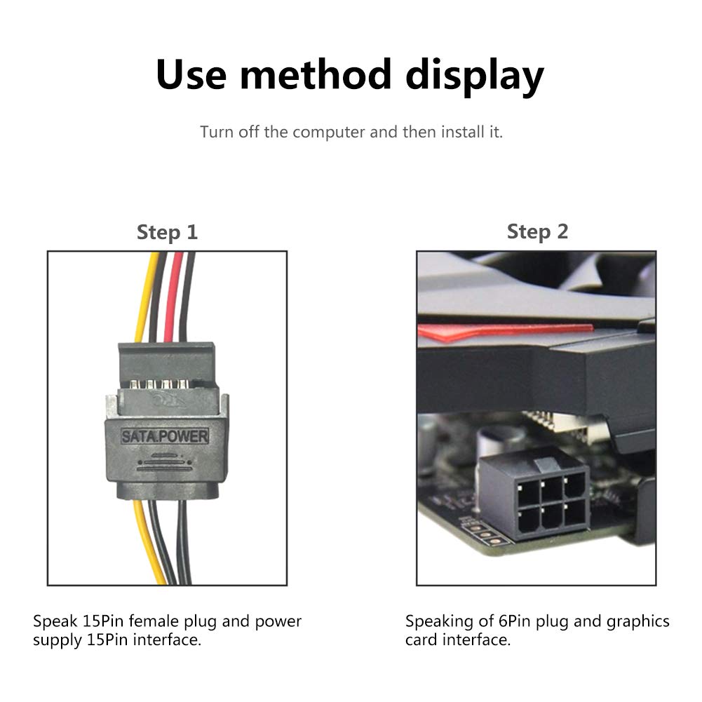 SATA Power Cable 15 Pin To 6 Pin PCI EXPRESS PCI-E Cable