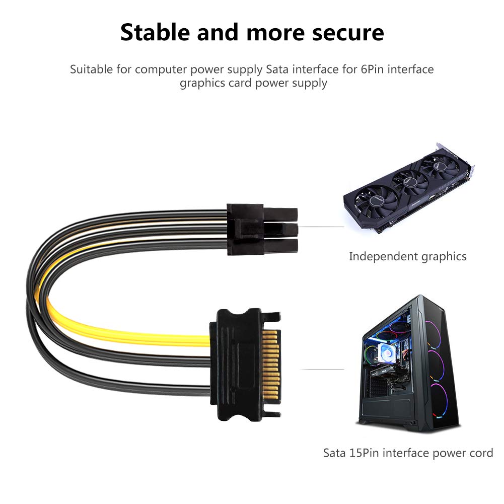 SATA Power Cable 15 Pin To 6 Pin PCI EXPRESS PCI-E Cable