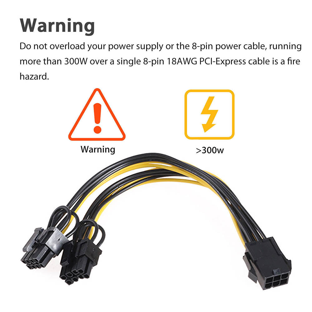 PCI-E 6-Pin to Dual 8 Pin 2x (6pin+2Pin) Graphic Video Card Power Splitter Cable