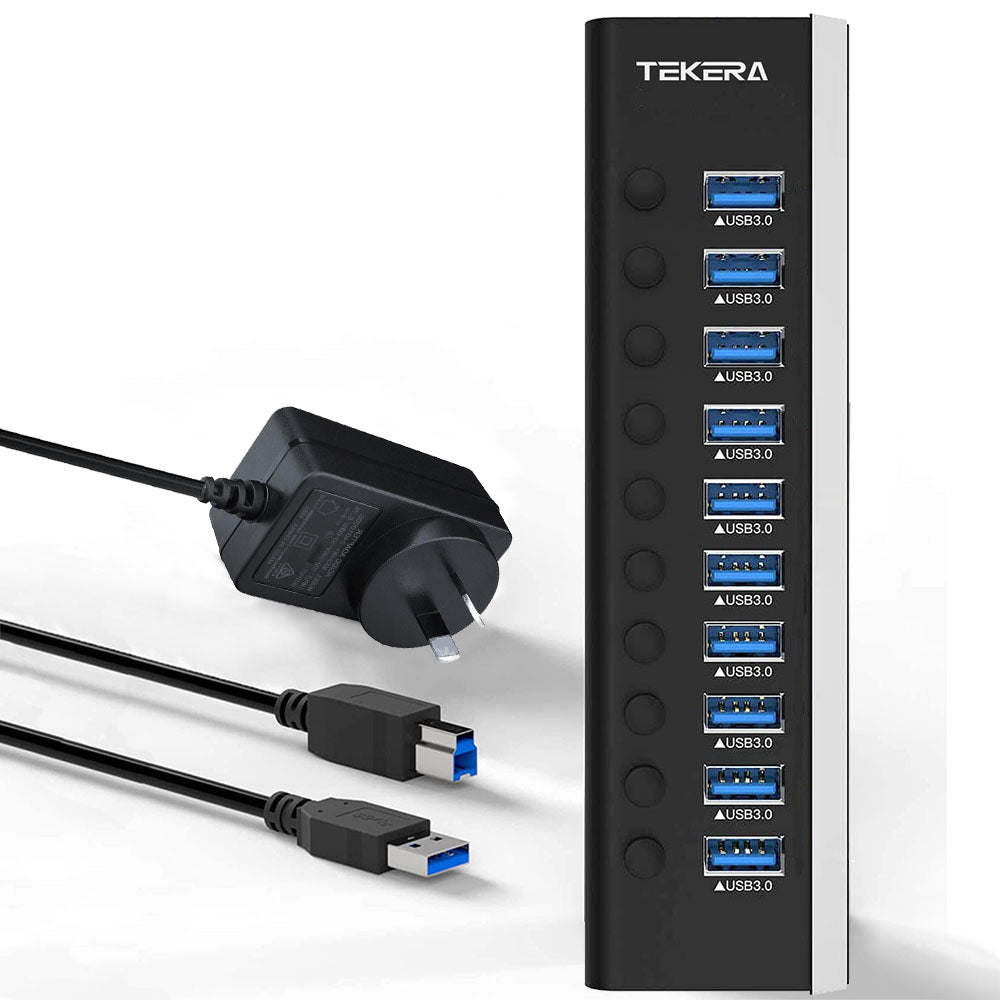 Powered 4 Port  USB 3.0 Hub with Individual Switch and AC Adapter