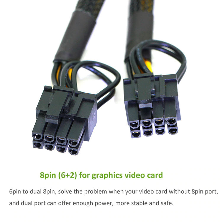 PCI-E 6-Pin to Dual 8 Pin 2x (6pin+2Pin) Graphic Video Card Power Splitter Cable