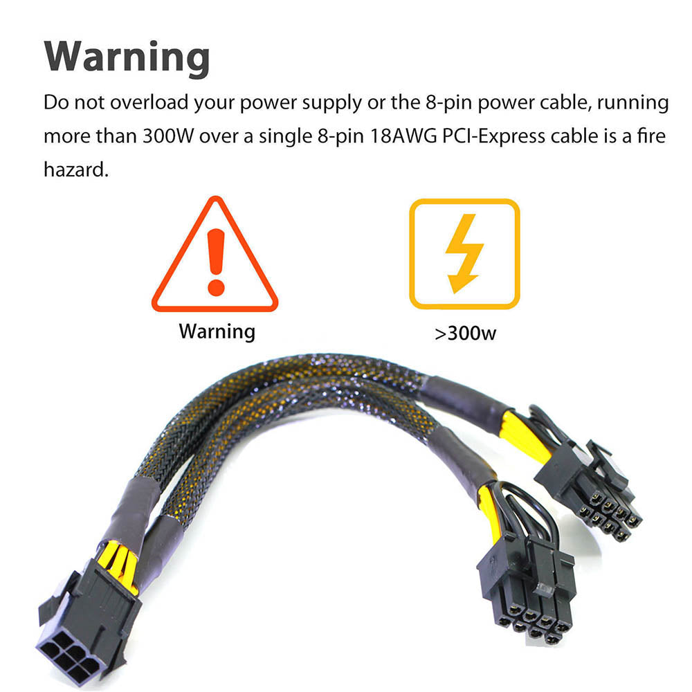 PCI-E 6-Pin to Dual 8 Pin 2x (6pin+2Pin) Graphic Video Card Power Splitter Cable