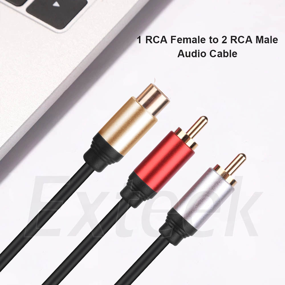 RCA Y Splitter Cable Audio Jack Adapter 1 Female to 2 Male Connector