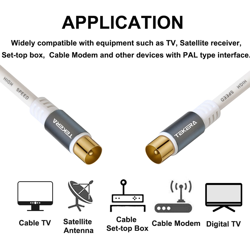 TV Antenna Coaxial Cable PAL Male to PAL Male Flylead Aerial Cord Coax Lead