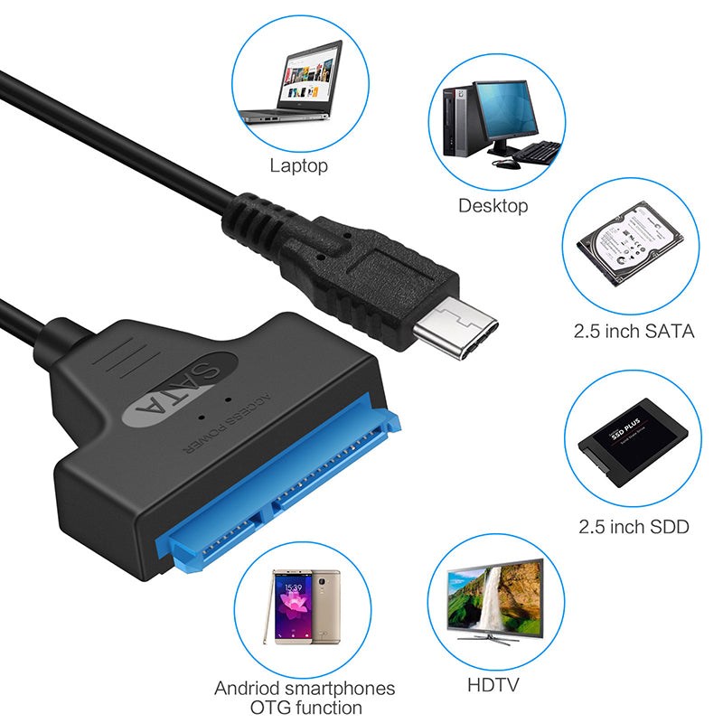 Type C USB C to SATA III Converter Adapter Cable for 2.5" Hard Drive HDD SSD