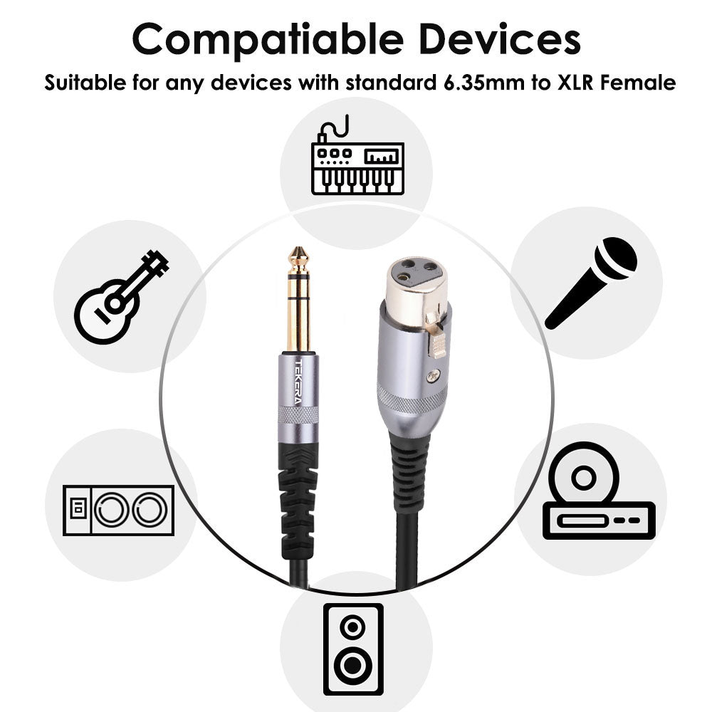 TEKERA XLR Female to 1/4 Inch 6.35mm TRS Plug  Interconnect  Extension Cable AU