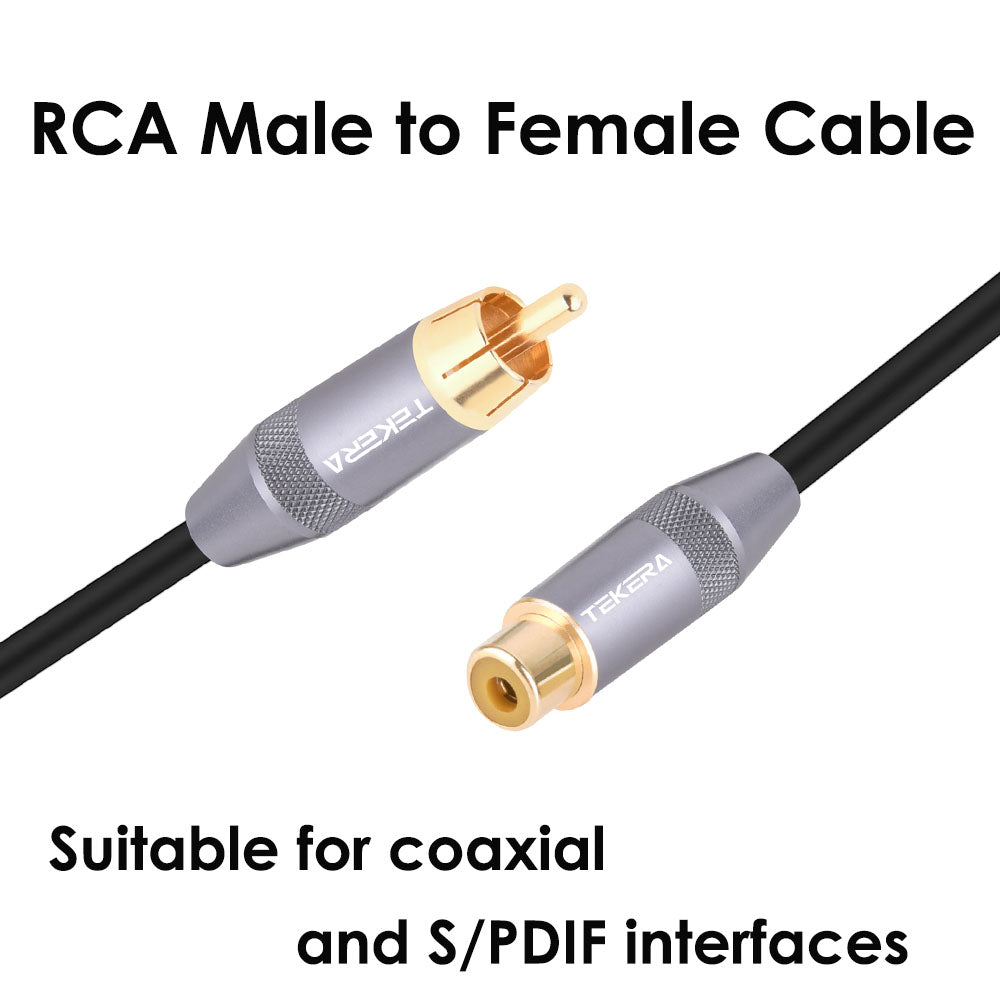 TEKERA Subwoofer Coaxial Dual Shielded  Male to Female RCA Extension Audio Cable