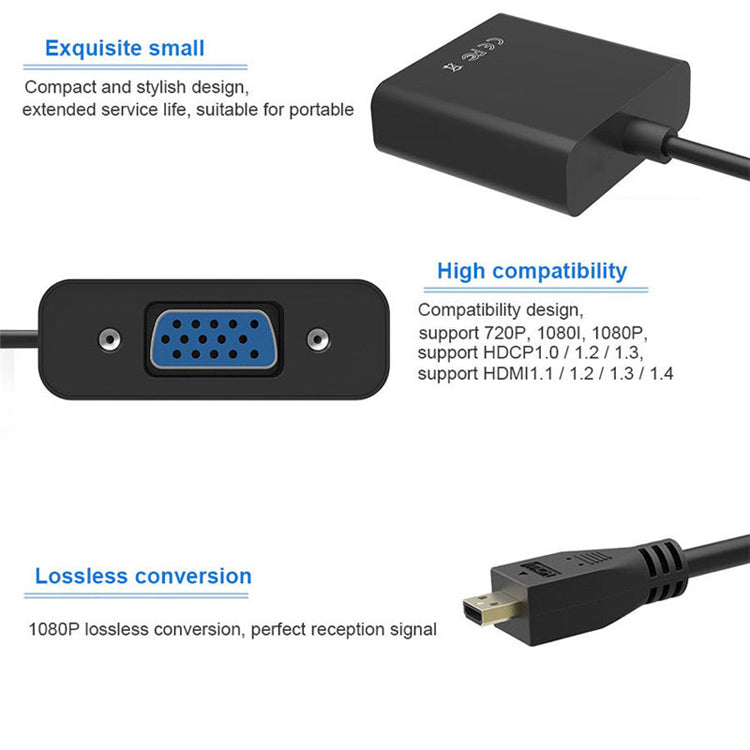 Micro-HDMI to VGA Converter Cable (HDMI Type-D to VGA)