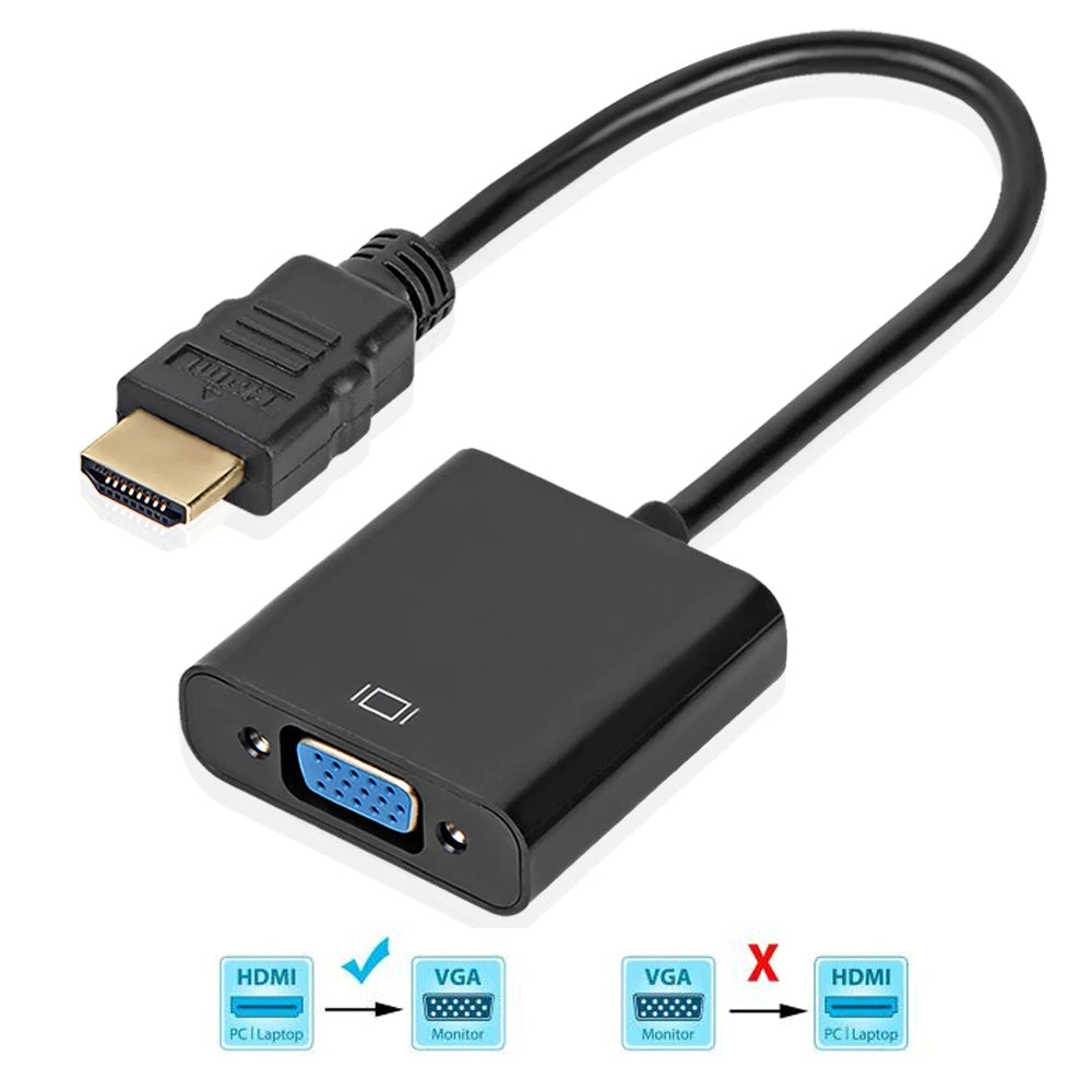 HDMI Male to VGA Female Video Adapter Cable Converter+3.5Mm Stereo Audio 1080P