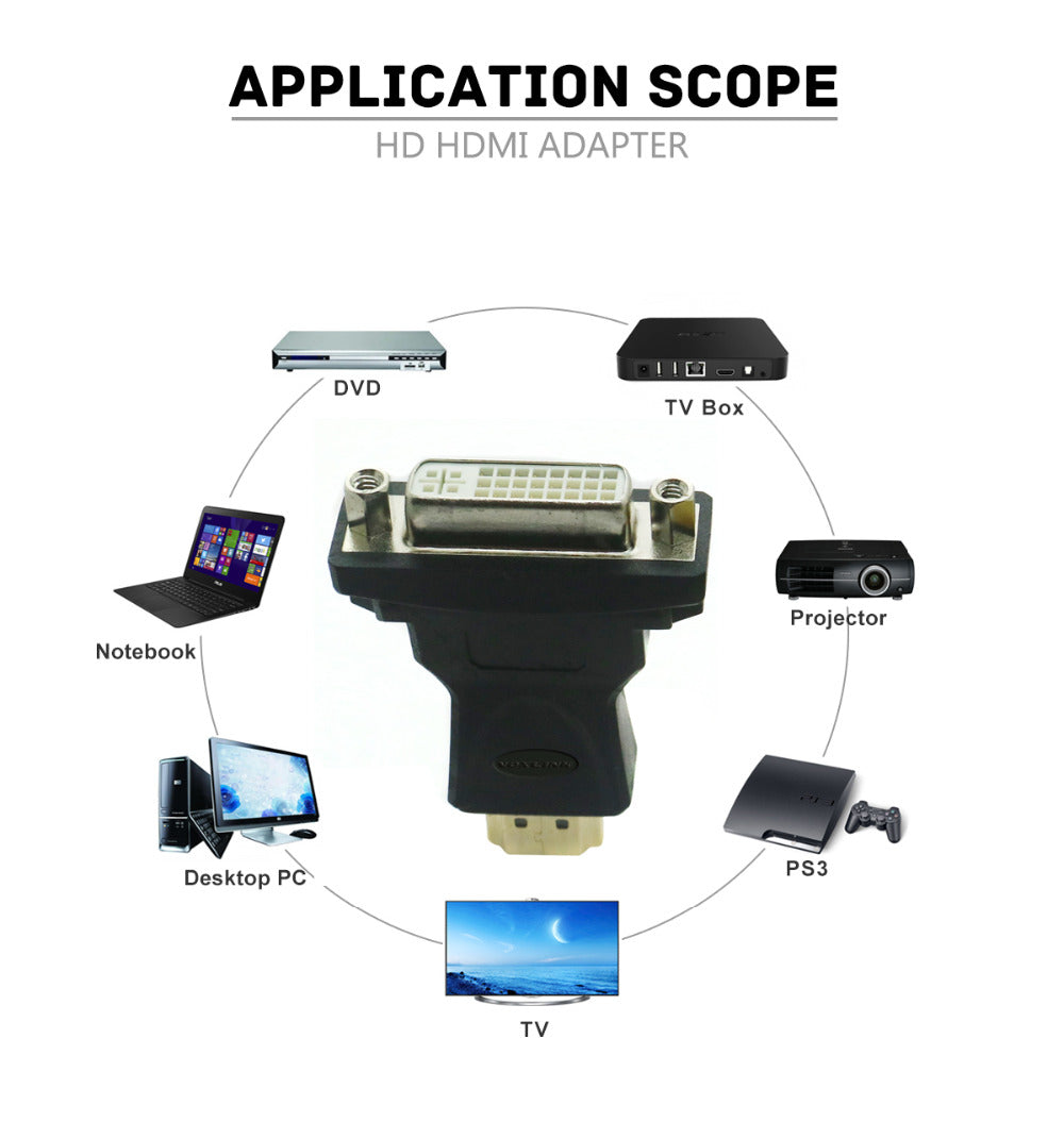 HDMI Male Plug To DVI-I 24+5 Female Socket Adapter Converter