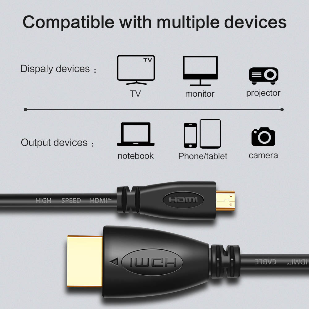 Micro HDMI Type D to HDMI Male Cable 1.4V 1080P  (HDMI Type-A to Type-D)