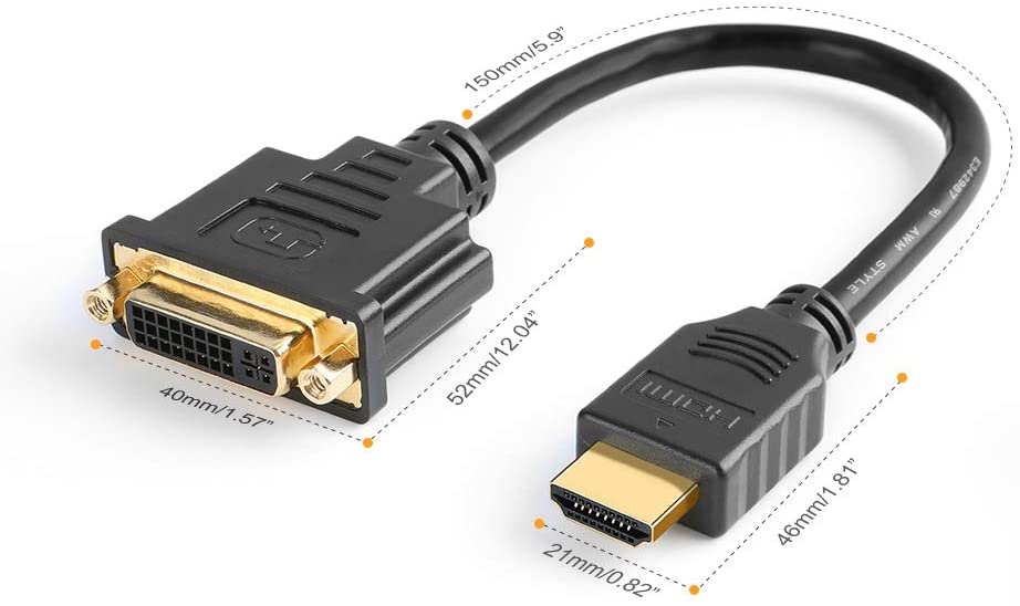 HDMI Male to DVI-I Female Converter PC TV HD HDTV Display Adapter Cable 30CM