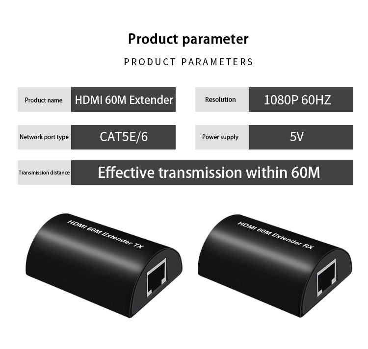 HDMI Extender Over Single CAT6 Network Cable (1080p up to 60m)