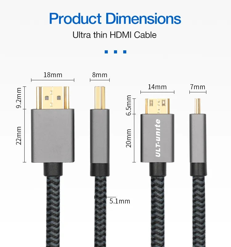 Mini HDMI to HDMI Cable 4K@60Hz Bidirectional HighSpeed HDMI 2.0 Cord for DSLR Camera, Camcorder, Graphics/Video Card etc