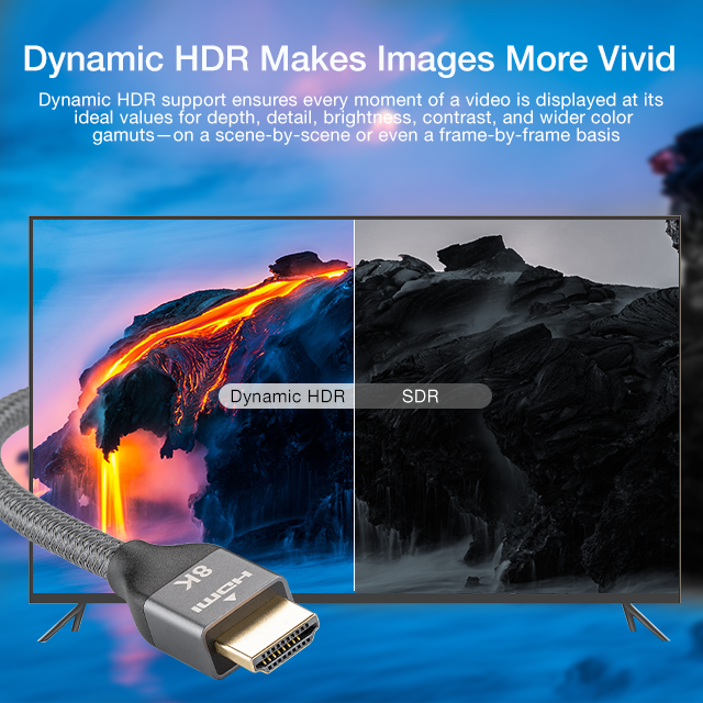 HDMI to HDMI Male to Male UltraThin 8K@60Hz 48Gbps HighSpeed Cable with Ethernet, HDMI Cord Support HDR,HDCP 2.2&2.3, Dynamic HDR,eARC