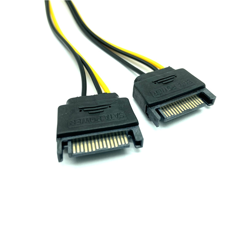 Dual 15-Pin SATA Power To 6-Pin PCIE PCI Express Cable For Video card