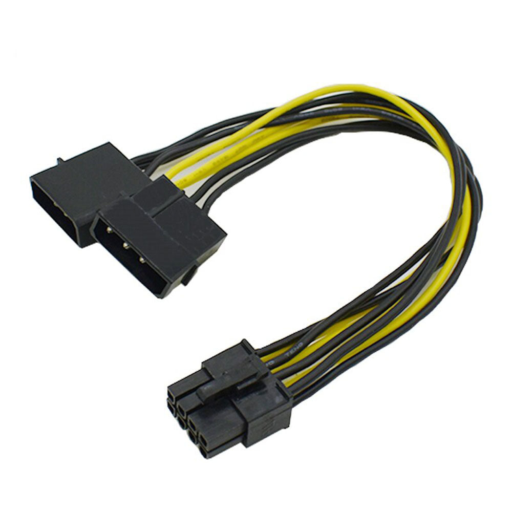 Dual Molex 4 Pin to 8 Pin PCI-E Express Video Card Power Cable