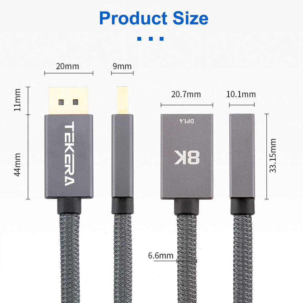 DisplayPort 1.4 Extension Cable Male to Female  (32.4Gbps - 8k@60Hz with HDR)