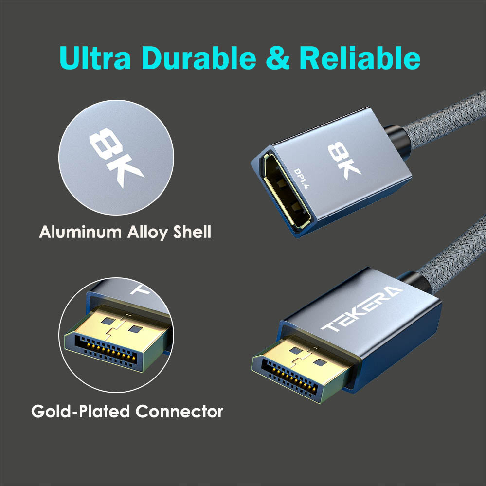 DisplayPort 1.4 Extension Cable Male to Female  (32.4Gbps - 8k@60Hz with HDR)