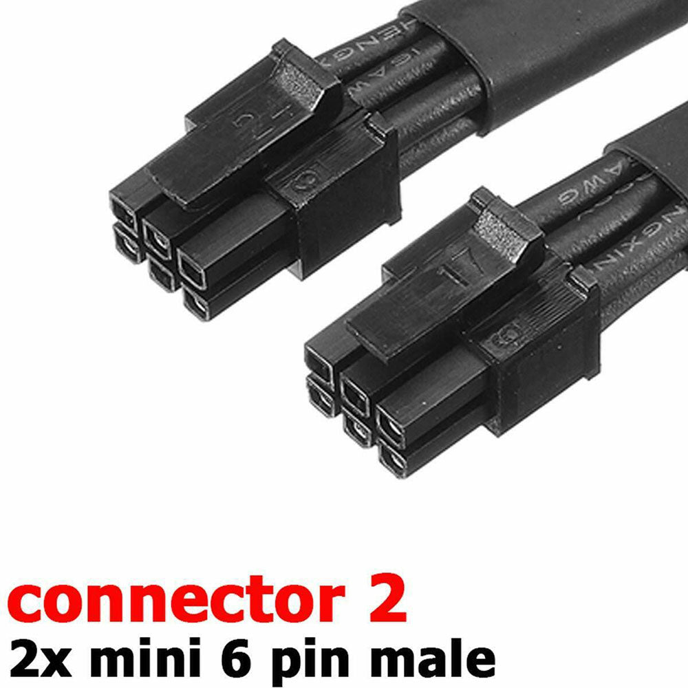 Dual Mini 6 Pin to 8 Pin PCI-E Video Card Power Cable Y Splitter