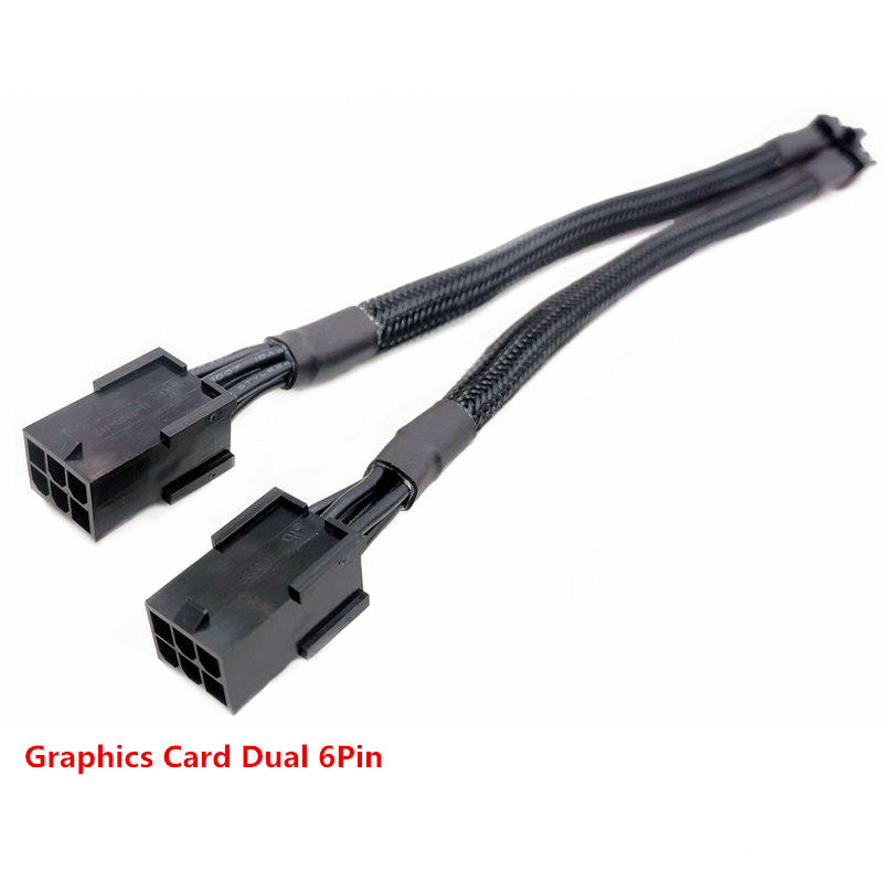 Dual Mini 6 Pin to 8 Pin PCI-E Video Card Power Cable Y Splitter