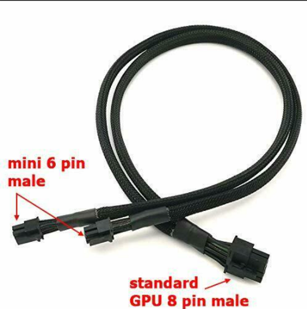 Dual Mini 6 Pin to 8 Pin PCI-E Video Card Power Cable Y Splitter