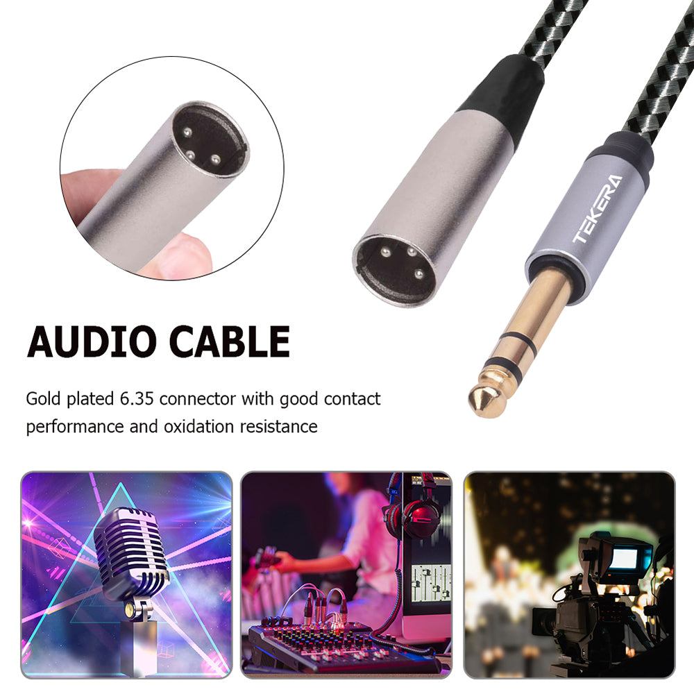 Balanced Male XLR to TRS 1/4" 6.35mm Microphone Stereo Jack Cable Lead