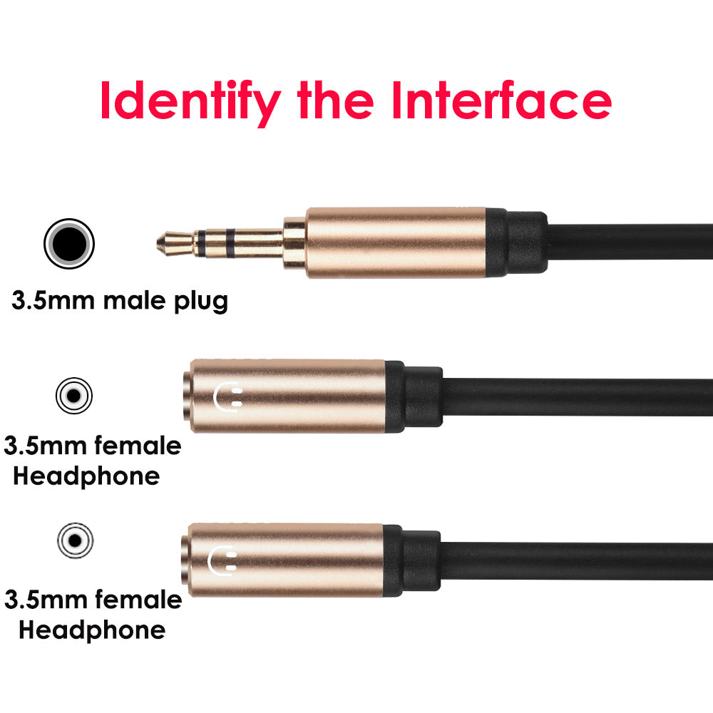 Earphone Y Splitter 3.5mm Audio Cable Jack Headphone Headset