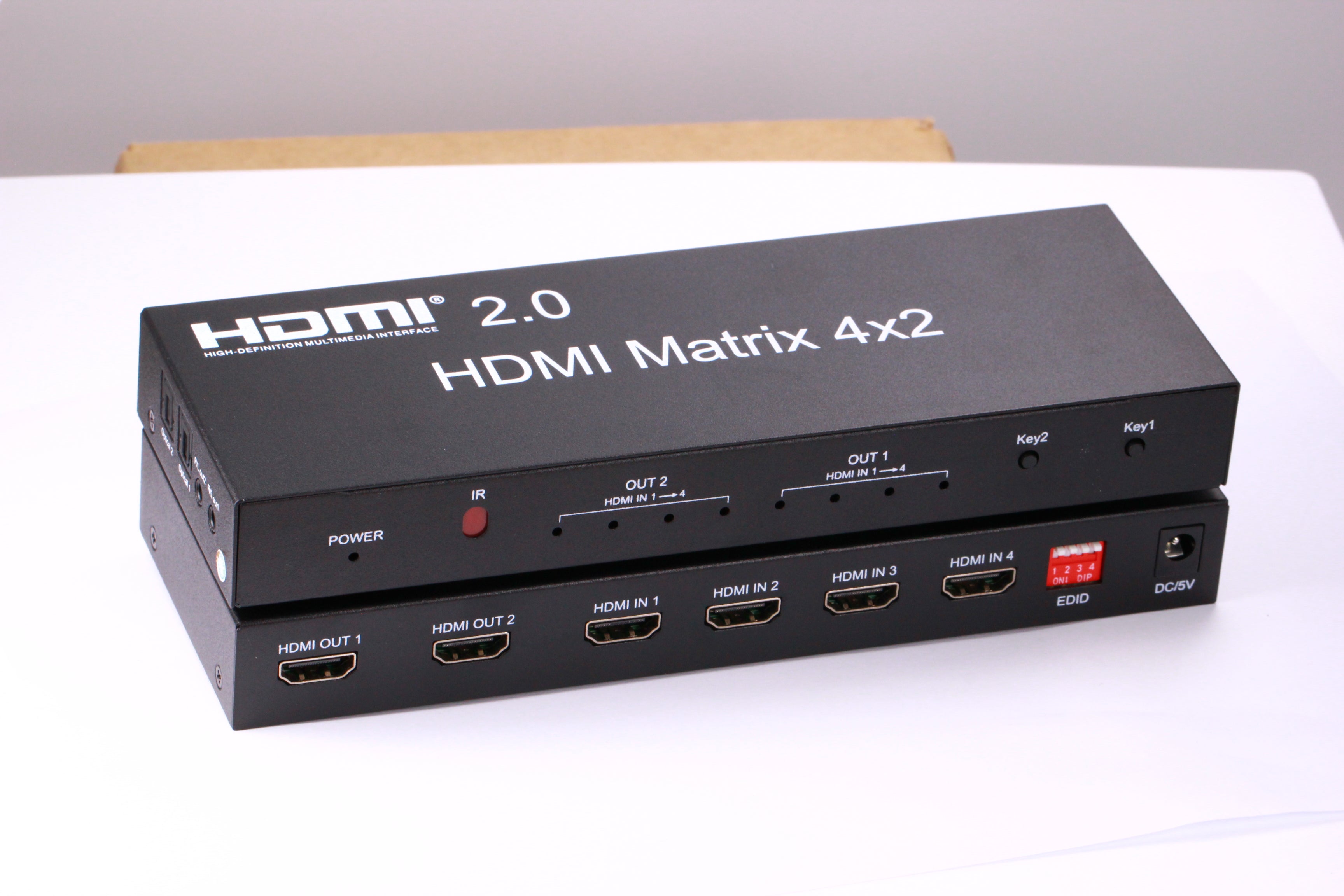 AU HDMI 2.0 Matrix 4x2 Switch,4 in 2 Out Video Switcher Splitter with remote control support 3D