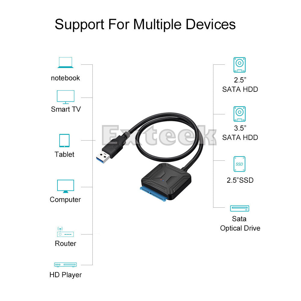 45cm USB 3.0 to SATA Cable for 2.5"/3.5” Hard Drives Disk Hard Drive HDD SSD