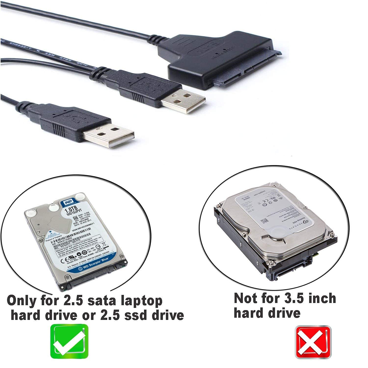 40cm USB2.0 to SATA Cable  for 2.5 inch External SSD HDD