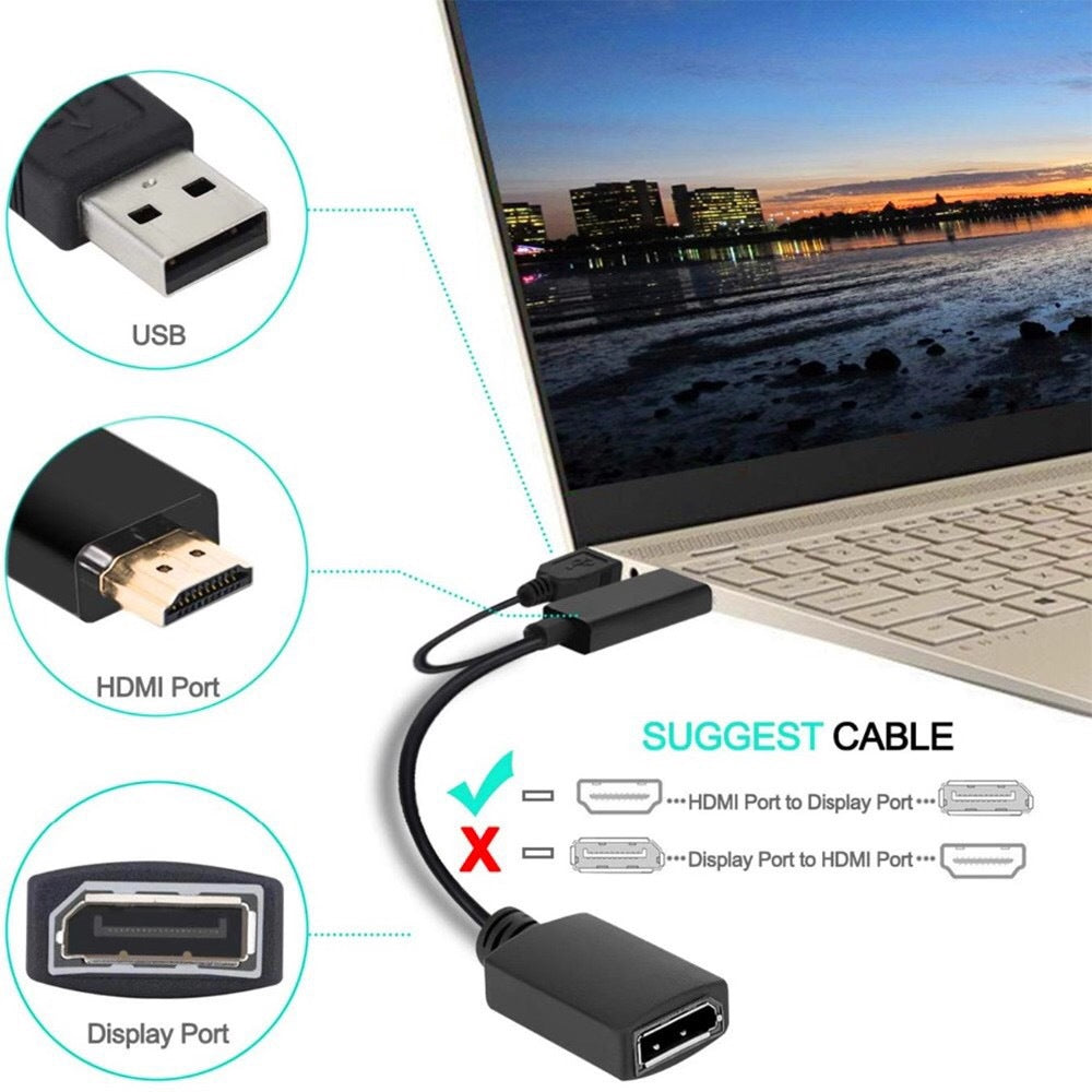 Active HDMI to DisplayPort Converter Cable 4K@60Hz