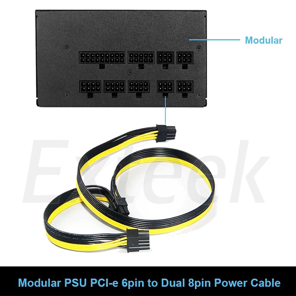 6 Pin to Dual 8 Pin (6+2) PCI Express Power Adapter Cable(30cm+20cm)