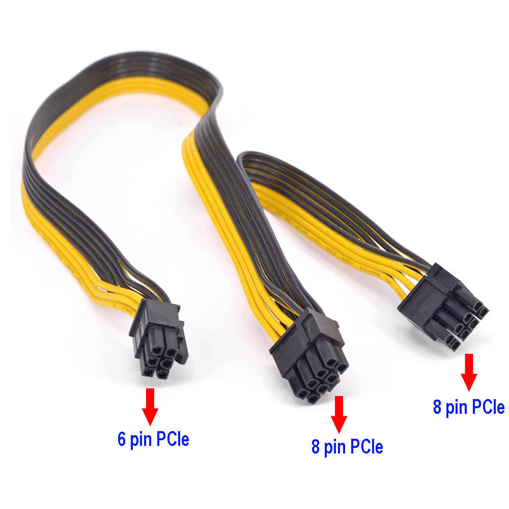 6 Pin to Dual 8 Pin (6+2) PCI Express Power Adapter Cable(30cm+20cm)