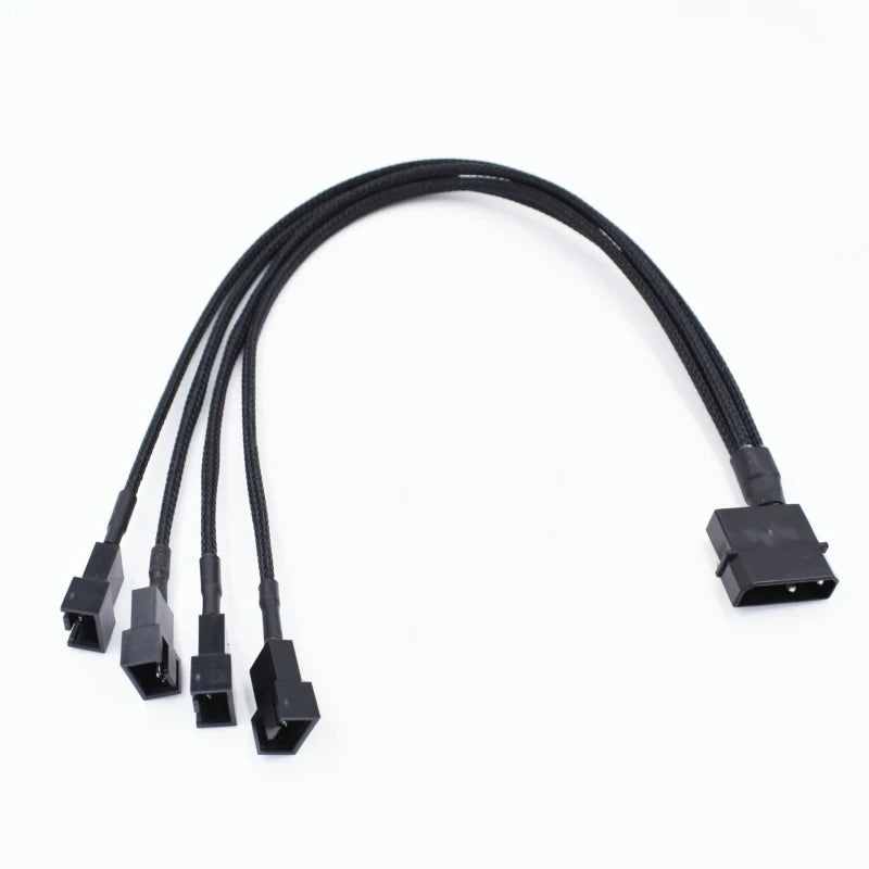 4-Pin Molex to 4 x 3Pin /4Pin 12V PC Case Fan Splitter Y Power Adapter Cable