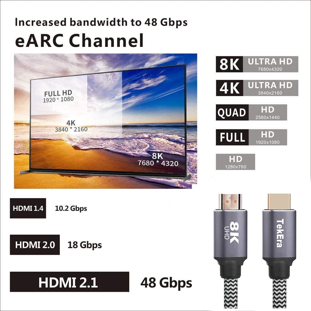 8K HDMI CABLE  - HDMI 2.1 8K@60HZ, 4K@120HZ (High Speed 48Gbps)